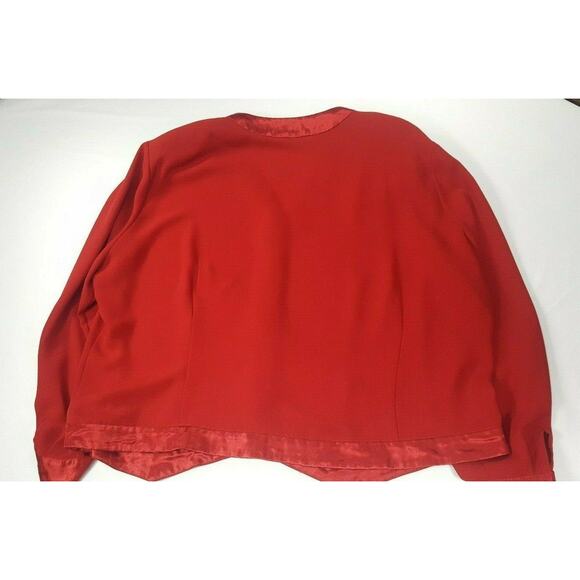 Vntg Chaus Woman Plus Size 20 Red Button Front Top Blouse Satin Trim - Picture 5 of 5